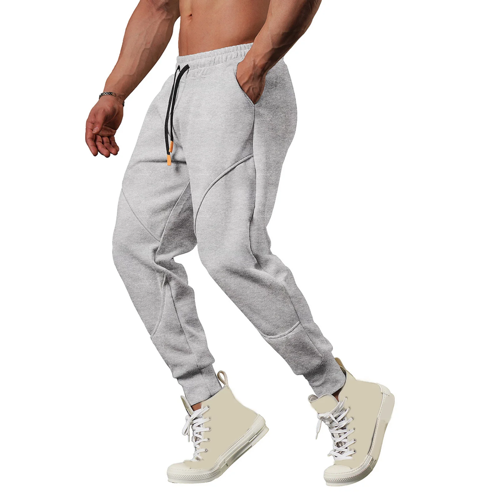 

Summer 2023 Men's Casual Pants Black Grey Drawstring Joggers Lightweight Breathable Quick Dry Trousers Sportswear Man