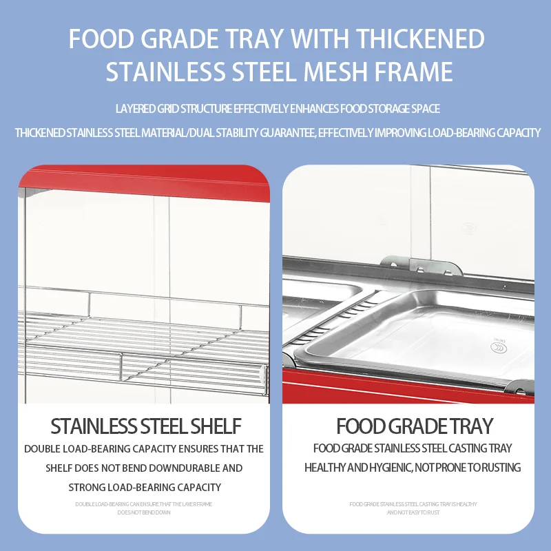 Hot Food Warmer Display Cabinets With Heating Tube For Hotels And Restaurants