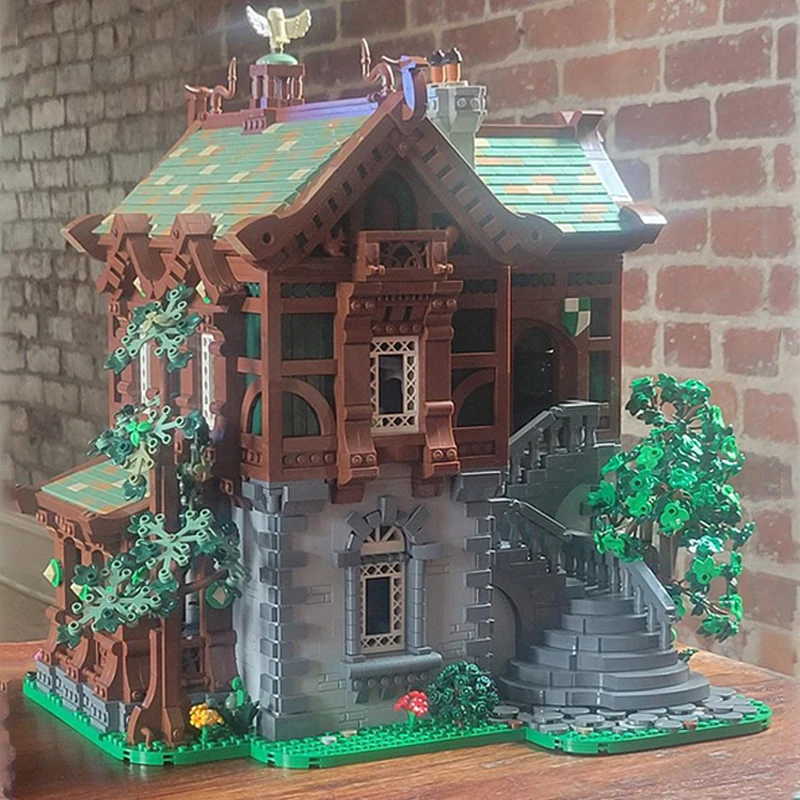 9485pcs Moc Green Dragon Bakery Medieval Modular Building Blocks Castle Creativity Assembly Bricks Toys Kids Educational Gifts