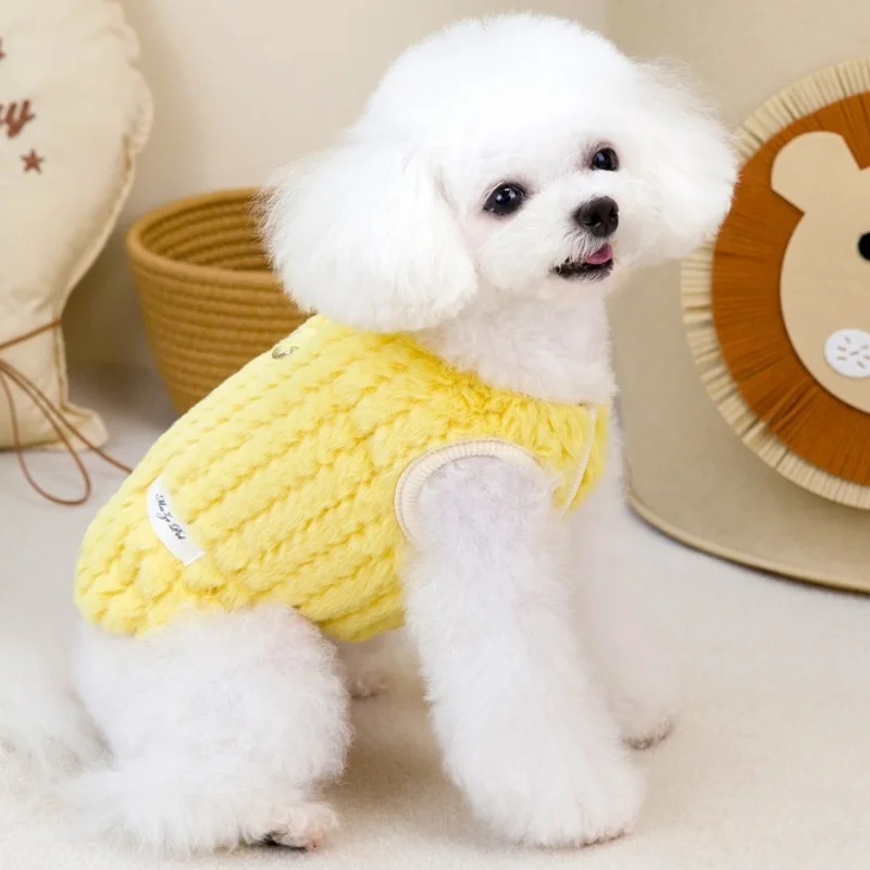 Cute Solid Dog Jacket Coat Luxury Dog Clothes Winter Pet Puppy Costumes Soft Cat Vest Coat Pet Jacket French Bulldog Dog Clothes