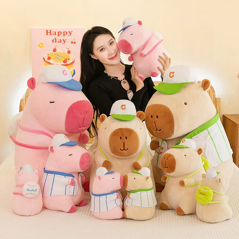 

Kawaii плюшевая игрушка капибара розовая спортивная милая мягкая кукла для детей подарок на день рождения милый детский подарок для девочек и пар