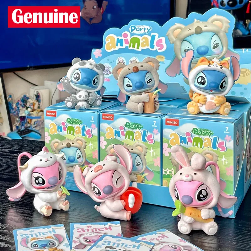 

Miniso Disney Blind Box Lilo Stitch Animal Party Series Mystery Box Small Statue Dolls Decorate Decoration Trendy Toys Girl Gift