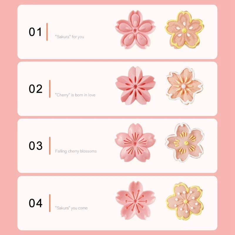 5pcs/set Sakura Flower Cookie Mold Stamp Biscuit Cutter Cherry Blossom DIY Fondant Cake Decor Floral Mould Kitchen Baking Tools