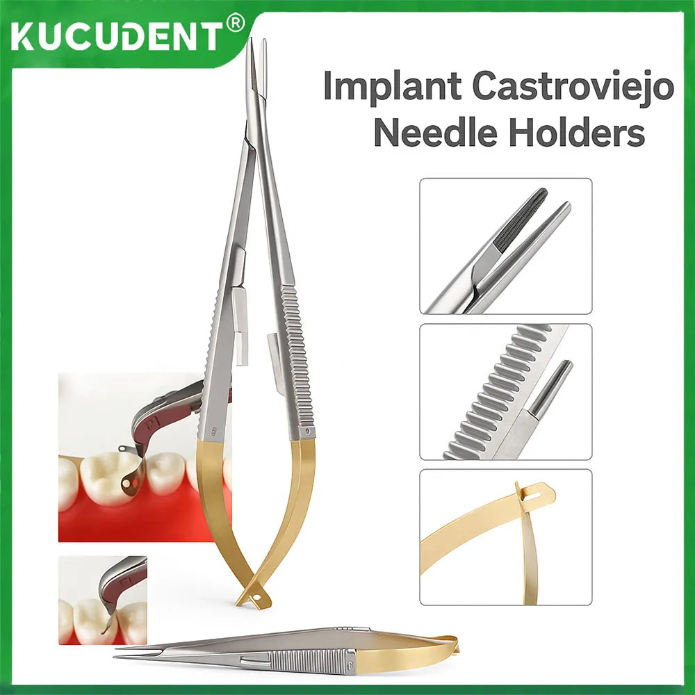 

1 шт., хирургический стоматологический держатель для игл Castroviejo, ножницы, ортодонтический имплантат, удерживающие щипцы, пинцет, прямая изогнутая головка 14/16 см