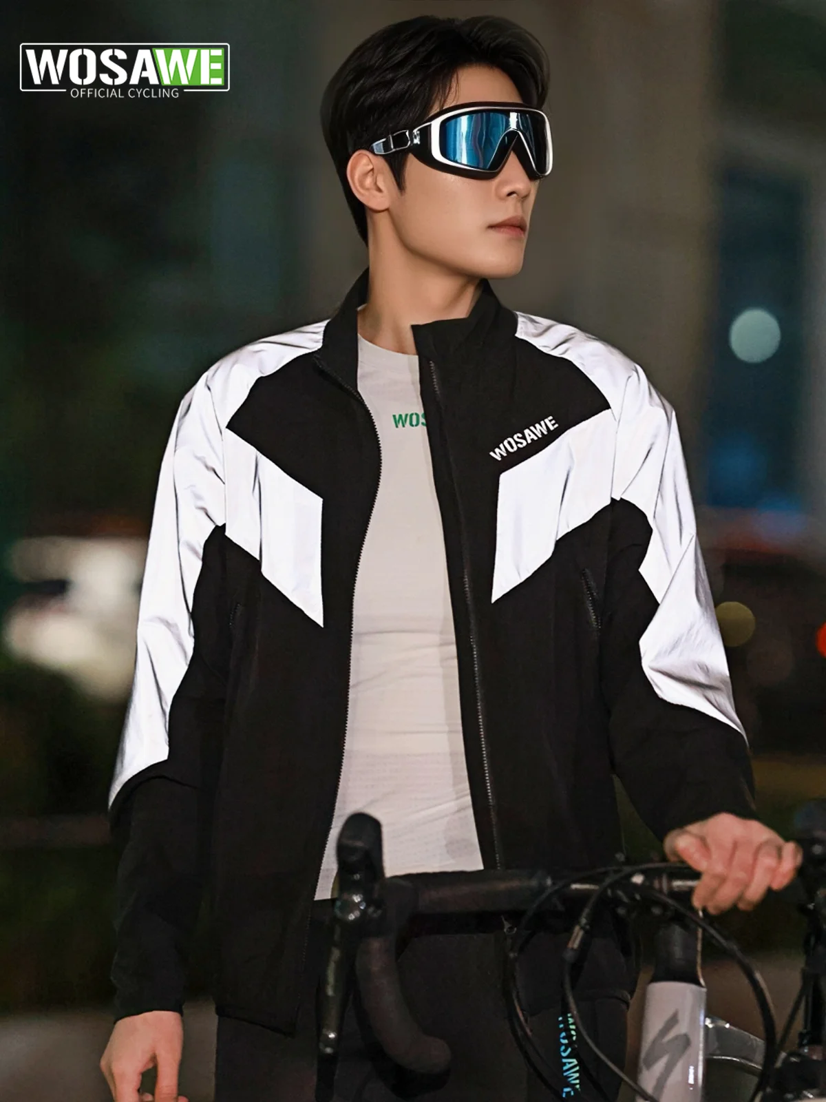 

WOSAWE Reflective Cycling Jacket Windproof Clothing Long-sleeved Bike Windbreaker Water-repellent Breathable Jacket EUR Size