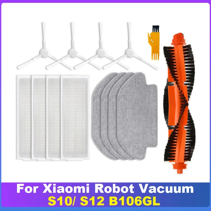 1Set Replacement Parts For Xiaomi Robot Vacuum S10/ S12 B106GL Vacuum Accessories Main Side Brush Hepa Filter Mop Cloth