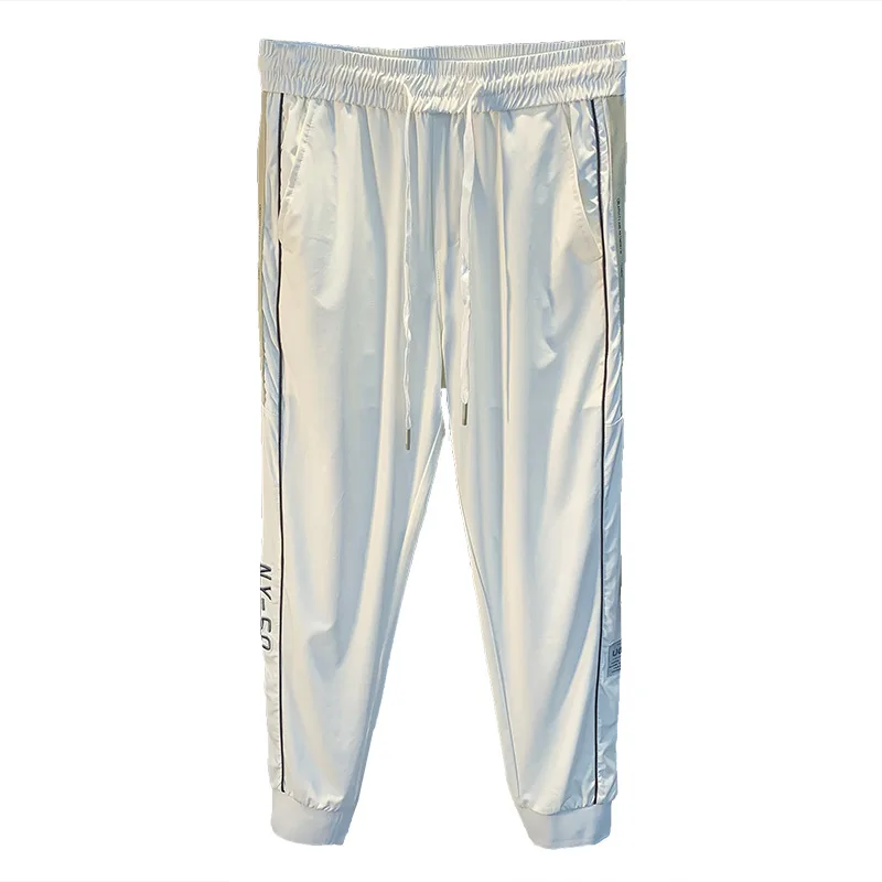 

ce silk pants men's 2025 new high-end fast drying sports breathable ankle tied casual pants