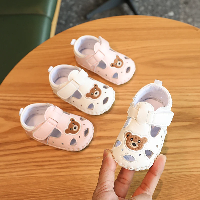 

2-Colors Ventilate Cute Little Bear Baby Sandals Infant Girls Shoes Princess Rubber Sole Non-slip Toddler First Walkers 0-18M