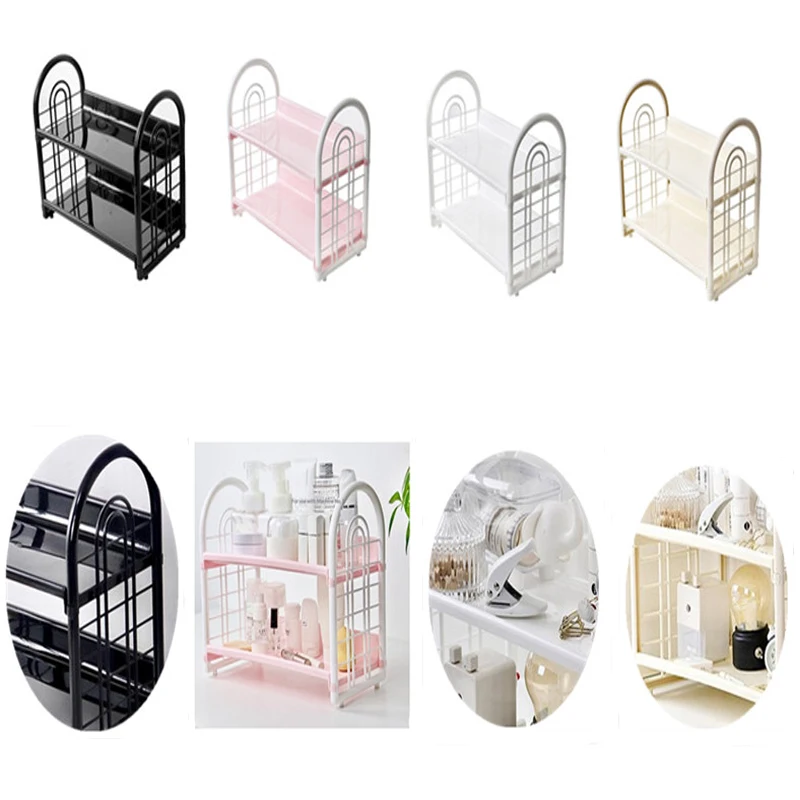 [THG] Prateleira organizadora de mesa de plástico multifuncional de camada dupla para cosméticos, quarto e acessórios de dormitório