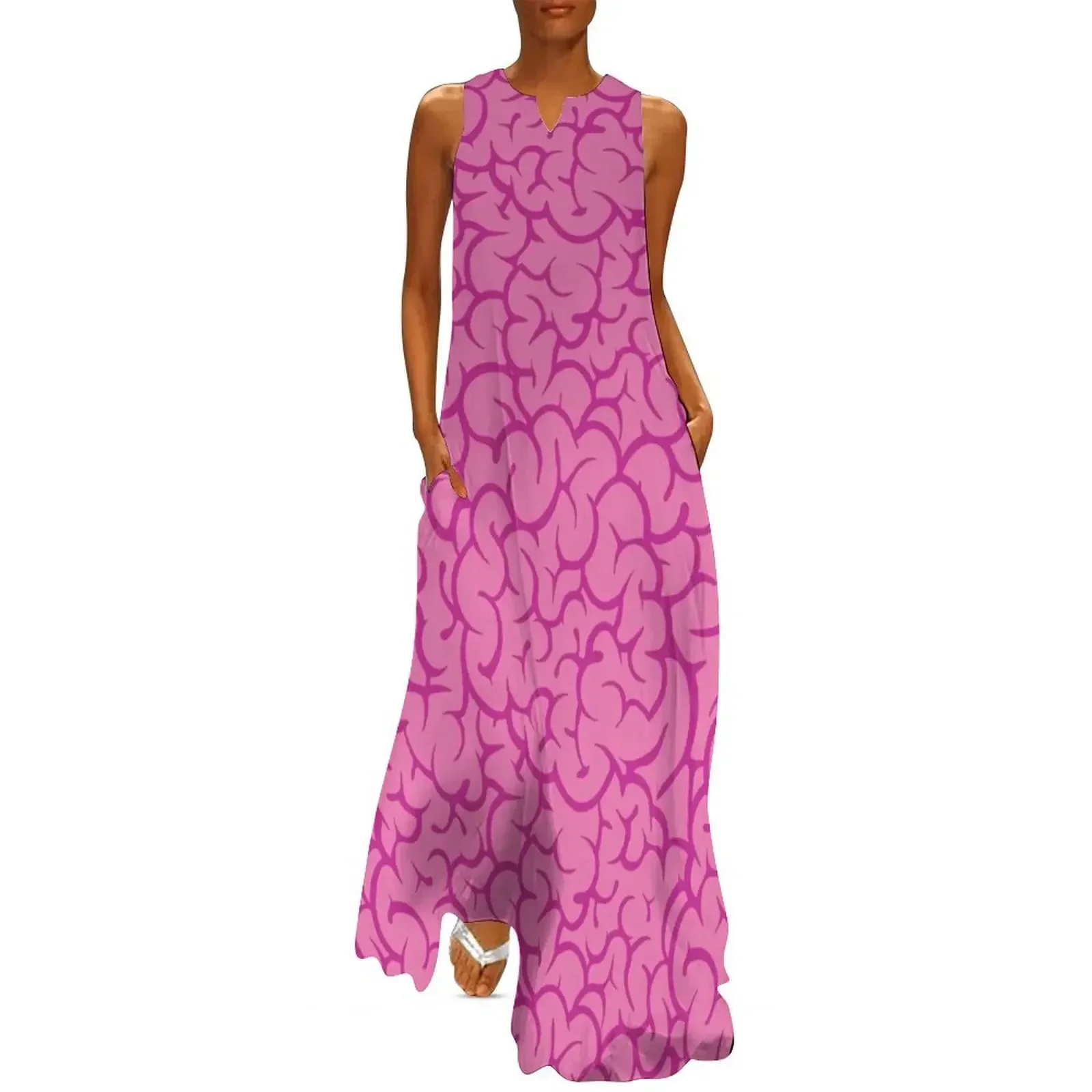 

Pink brains pattern Long Dress ladies dresses for women 2025 dress loose summer dress