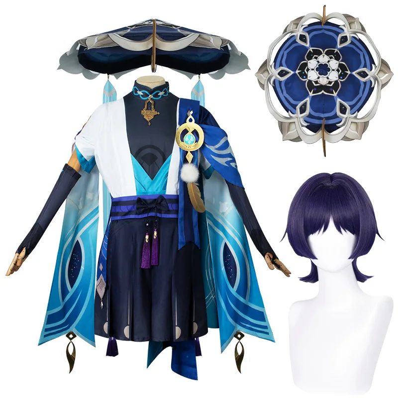 

Wanderer Balladeer Scaramouche Cosplay Genshin Impact Cosplay Costume Hat Wig Halloween Carnival Party Role Play Outfit