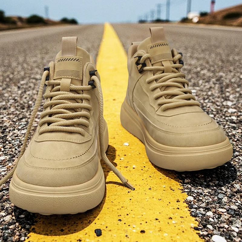 Mens Oxford Boots Casual High Top Sneakers Comfortable Walking Shoes Stylish Streetwear Footwear
