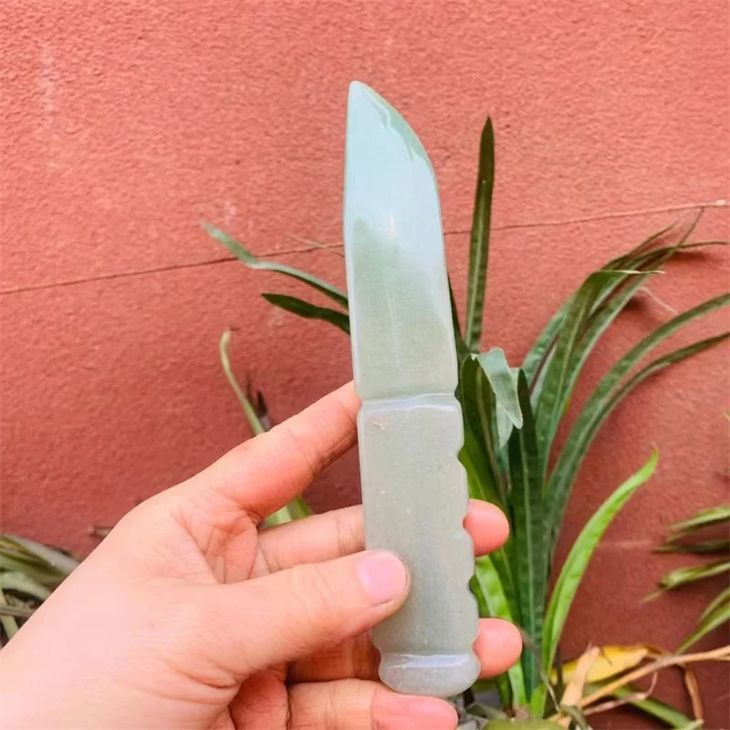 Natural Gemstone Crystal Crafts Knife Green Aventurine Dagger For Decoration