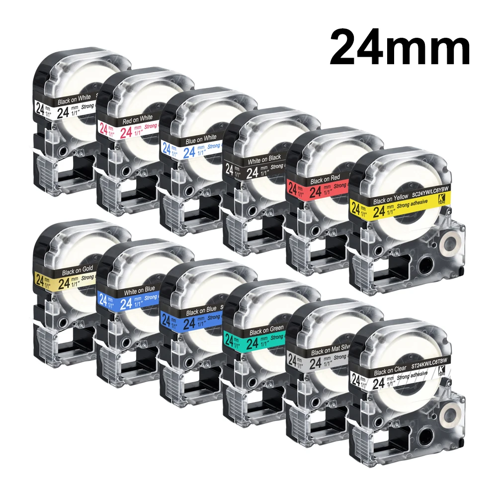 24mm Label Tape Compatible Epson ST24KW SS24KW SC24KZ SD24BW ST24BW Label Maker for King Jim EPSON LW-700 LW-900P 1000P Printer