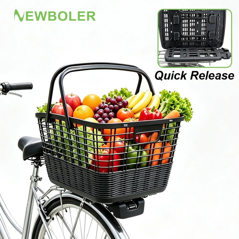 Rear Bike Basket Quick Release Bicycle Cargo Rack Bag With Handle Large Capacity Fron E-Bike Basket for Outdoor Travel Shopping