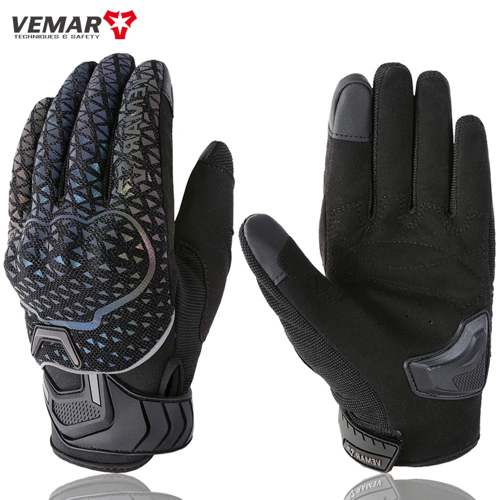 

New Breathable Full Finger Racing Motorcycle Gloves Quality Stylishly Decorated Antiskid Wearable Gloves Large Size XXL Black