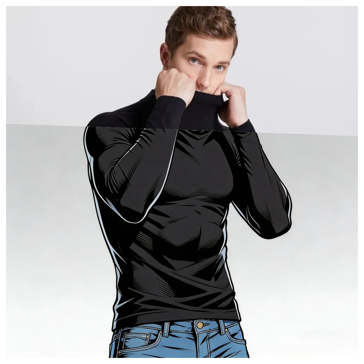 

Thermal Underwear Tops Men Winter Clothes Thermal Shirt Autumn Men's Winter Tights High Neck Thin Slim Fit Long Sleeve T-shirt