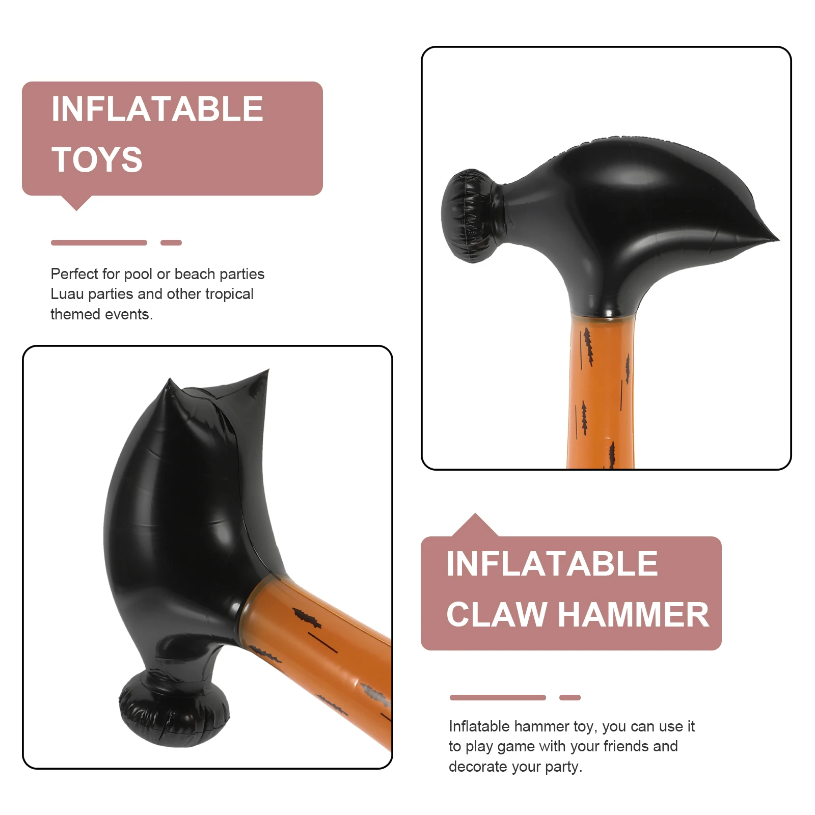 

5pcs Inflatable Hammer Toy Large PVC Balloon Tool 56x27cm Pool Gift Novelty Decorhammer Beach Luau Toys