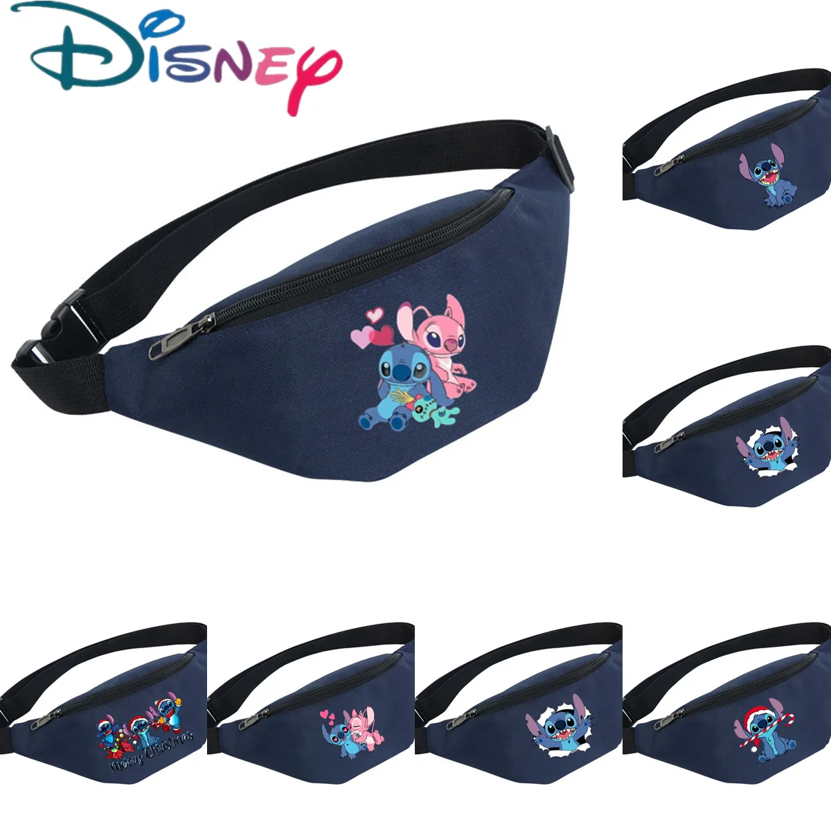 Disney Spiderman Stitch Waist Bag Girl Cartoon Fanny Pack Women Man Zipper Sport Chest Bag Multifunction Crossbody Bag Gifts