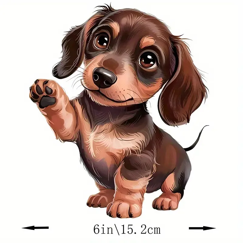 6-Inch Cute Dachshund Car Sticker - Self-Adhesive Vinyl Decal with Playful Cartoon Design Smooth Surface for Laptops Motorcycles