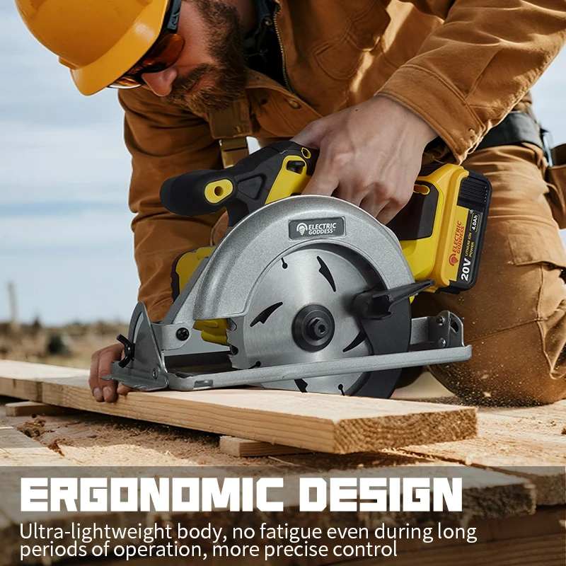 6.5 Inch Brushless Electric Circular Saw Right-Hand Saw Wood Cutter Portable Woodworking Chainsaw for Dewalt 20v Battery Pin