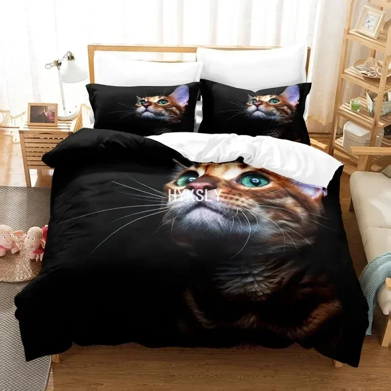 

Lying Cat Cute Pets Comfortable Duvet Quilt Cover Pillowcase Bedding Set Children Bedroom Decoration Home Textile