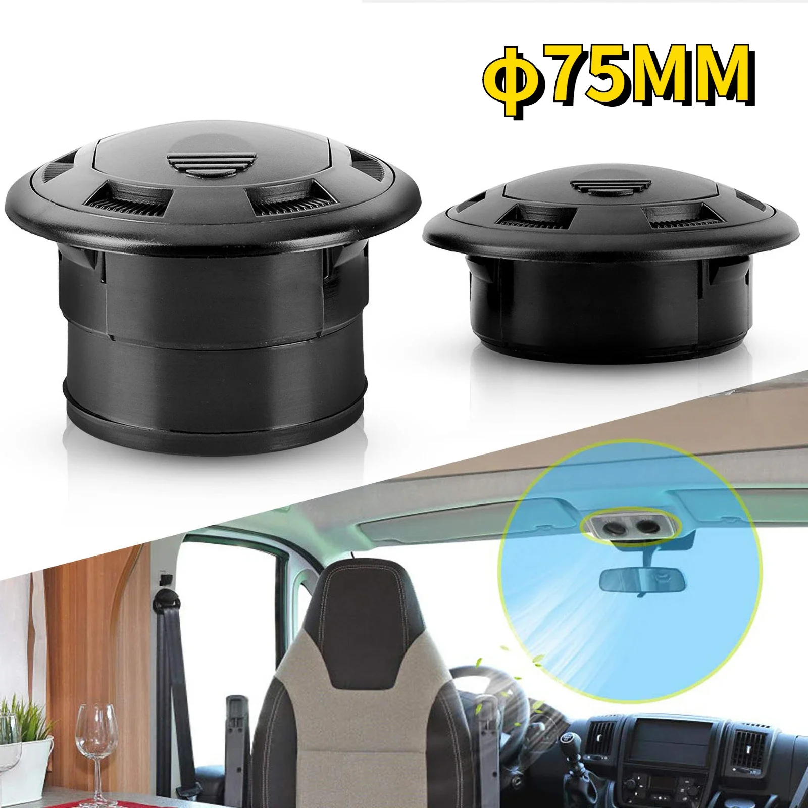 

Air Vent Outlet Air Conditioning Vent Car Air Conditioner Outlet For Webasto Eberspacher Heater lack Closeable Rotatable 75mm