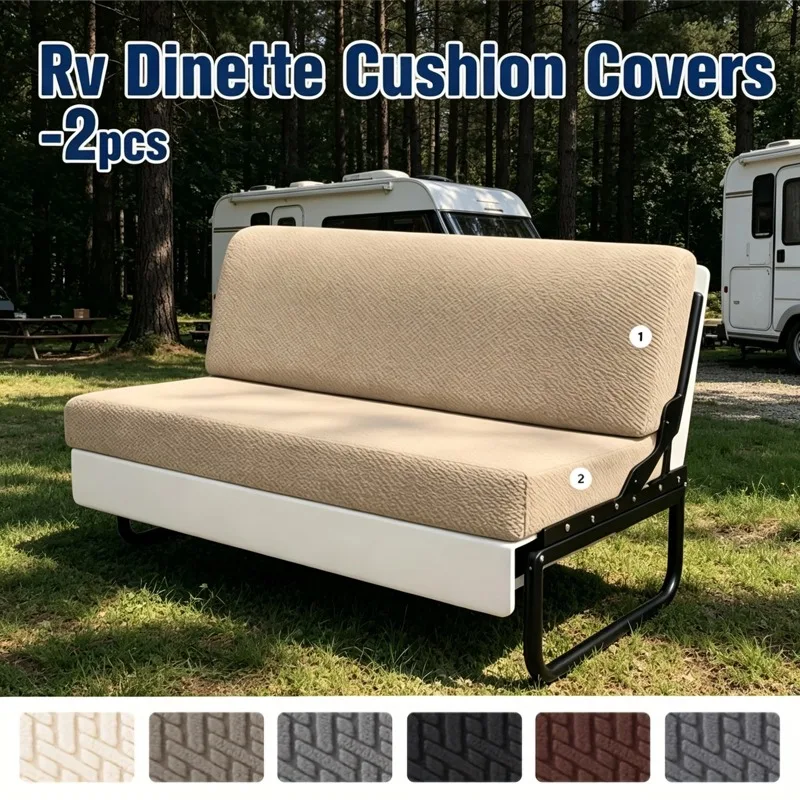 2 Pcs/set Jacquard RV Dinette Cushion Covers Elastic Armless Couch Slipcover Stretch Rv Camper Sofa Seat Car Bench Seat Covers