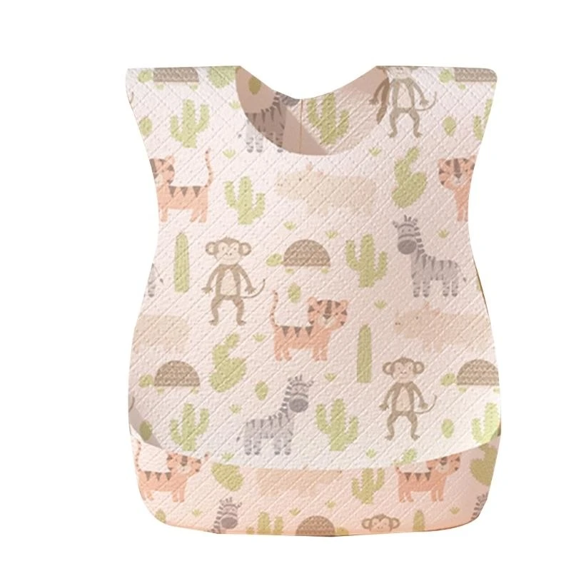 

Q1FE 1 Set Disposable Bibs for Babies Aged 3 Months Above Cartoon Print Bibs