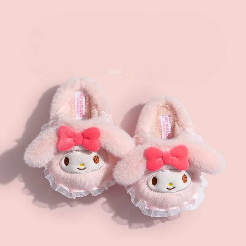 أطفال النعال أحذية منزلية الكرتون القطن أحذية الشتاء للفتيات الدافئة المضادة للانزلاق لينة أسفل الأرجواني الوردي الأحذية حجم 14 سنتيمتر-24 سنتيمتر