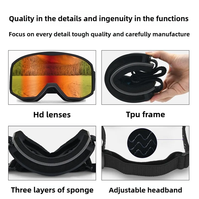 Nuevas gafas de esquí al aire libre, gafas de esquí antiniebla dobles para hombres y mujeres, accesorios para deportes de invierno, gafas de esquí para snowboard