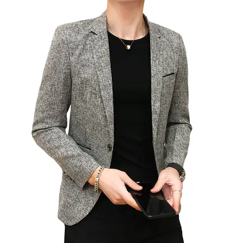 Solid Color Men's Fashion Casual Outdoor Gentleman Business Wedding Trend Slim-fit Formal Dress British Style Wedding Blazer