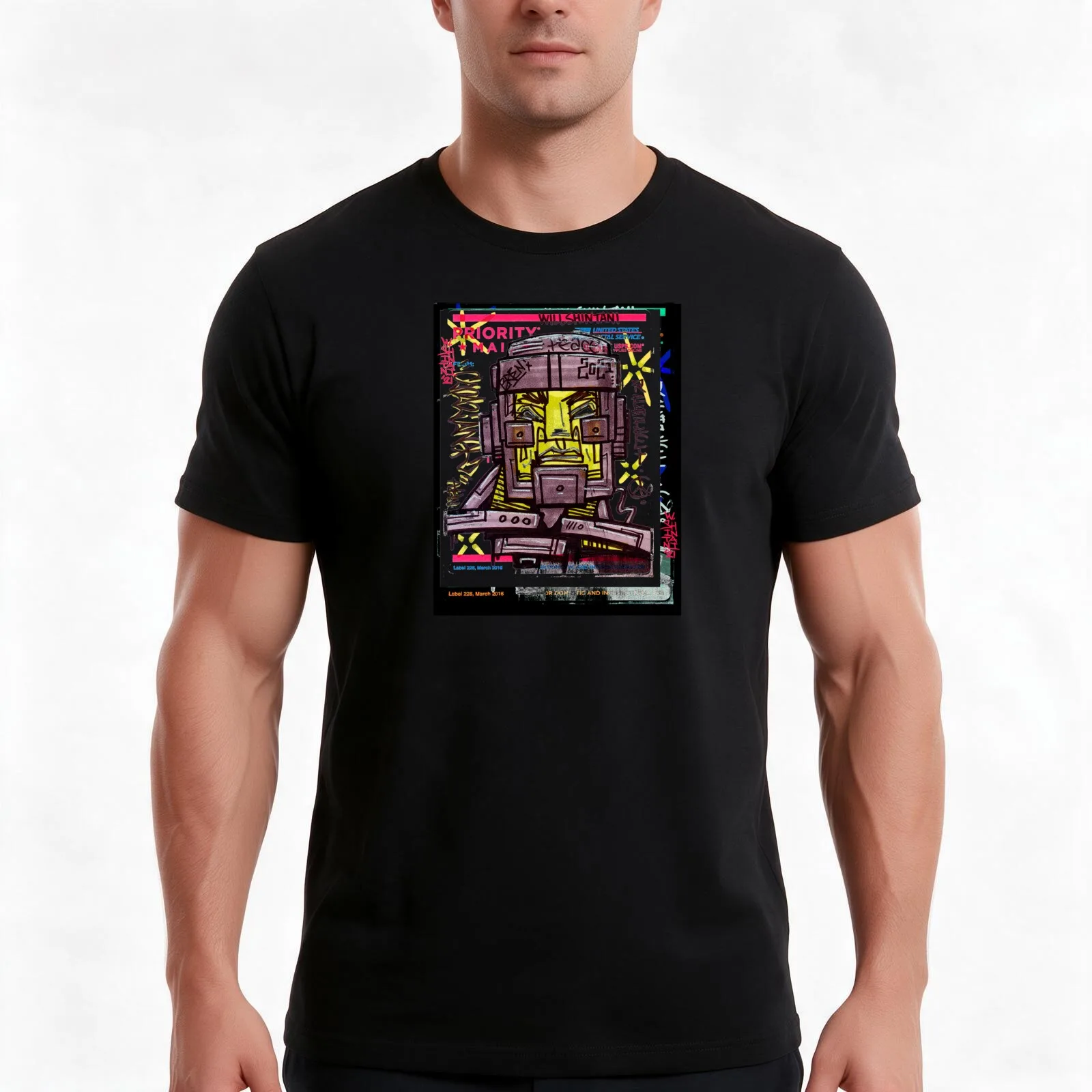 cyborg slap T-Shirt, Summer Casual Cotton Tee, Oversized Streetwear Tops, Vintage Graphic Print, Loose Fit Short Sleeve