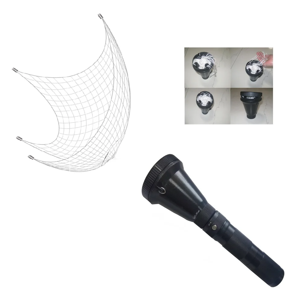 Air Powered Handheld Flashlight-Shaped Net Launcher