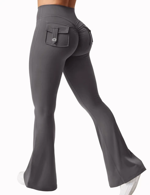 Najnowsze damskie legginsy do jogi z szerokimi nogawkami i wysokim stanem, nagie uczucie kompresji, odzież robocza fitness z kieszeniami, spodnie do jogi ﻿