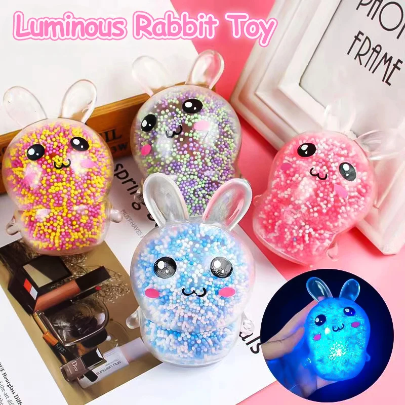 3PCS Soft Sponge Rabbit Glow At Night Children and Adults Relax Pinch Finger Toys Decompression Pinch Toys Children's Gifts