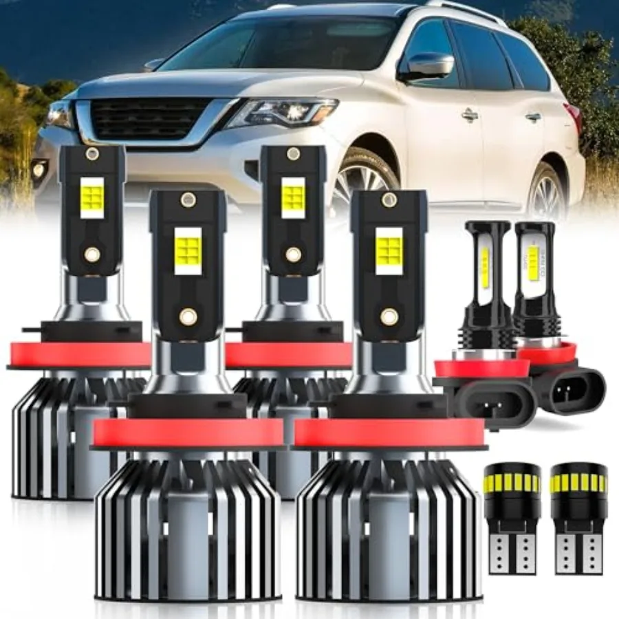 

For 2017-2020 Pathfinder H11 Headlight Bulbs Set: High Beam Low Beam Fog Light License Plate Light 8PCS LED White Ultra-Bright