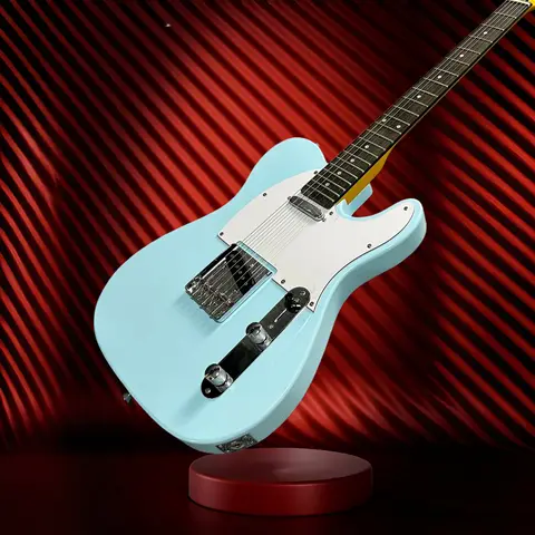 TL Light Blue TL‑Style Electric Guitar, SS Single‑Coil Pickups, White Pickguard, Pop‑Country Blues Practice Guitar Free Shipping