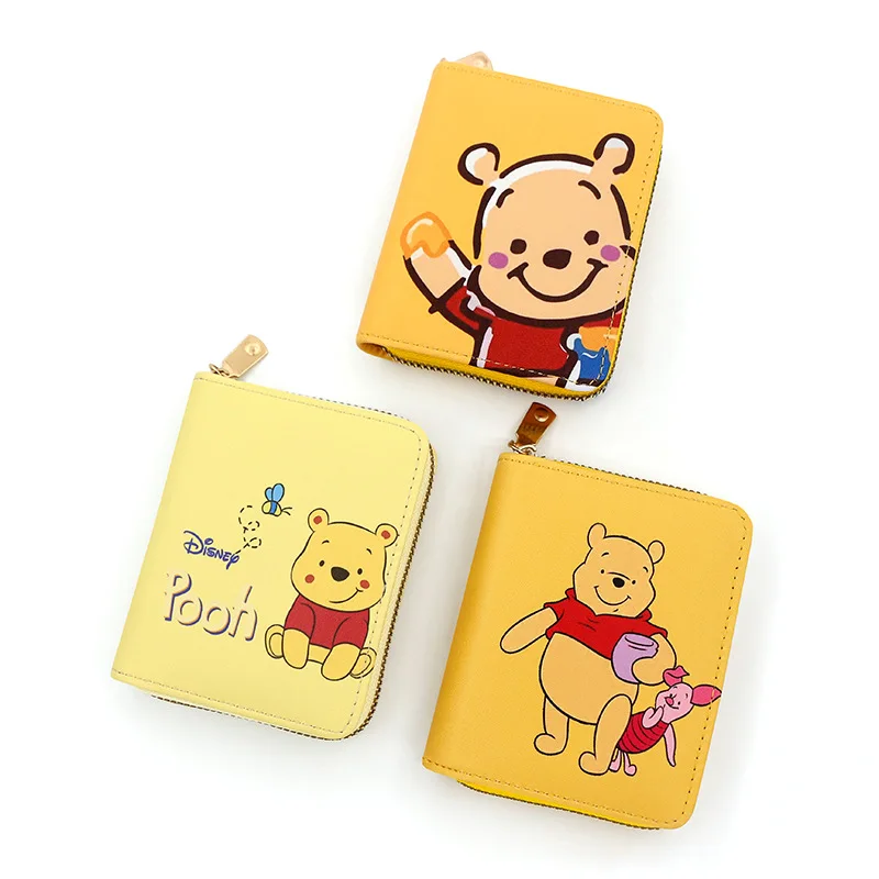 MINISO-cartera de dibujos animados de Disney, monedero Winnie The Pooh, monedero para estudiantes, paquete de tarjetas, bolsos para niñas