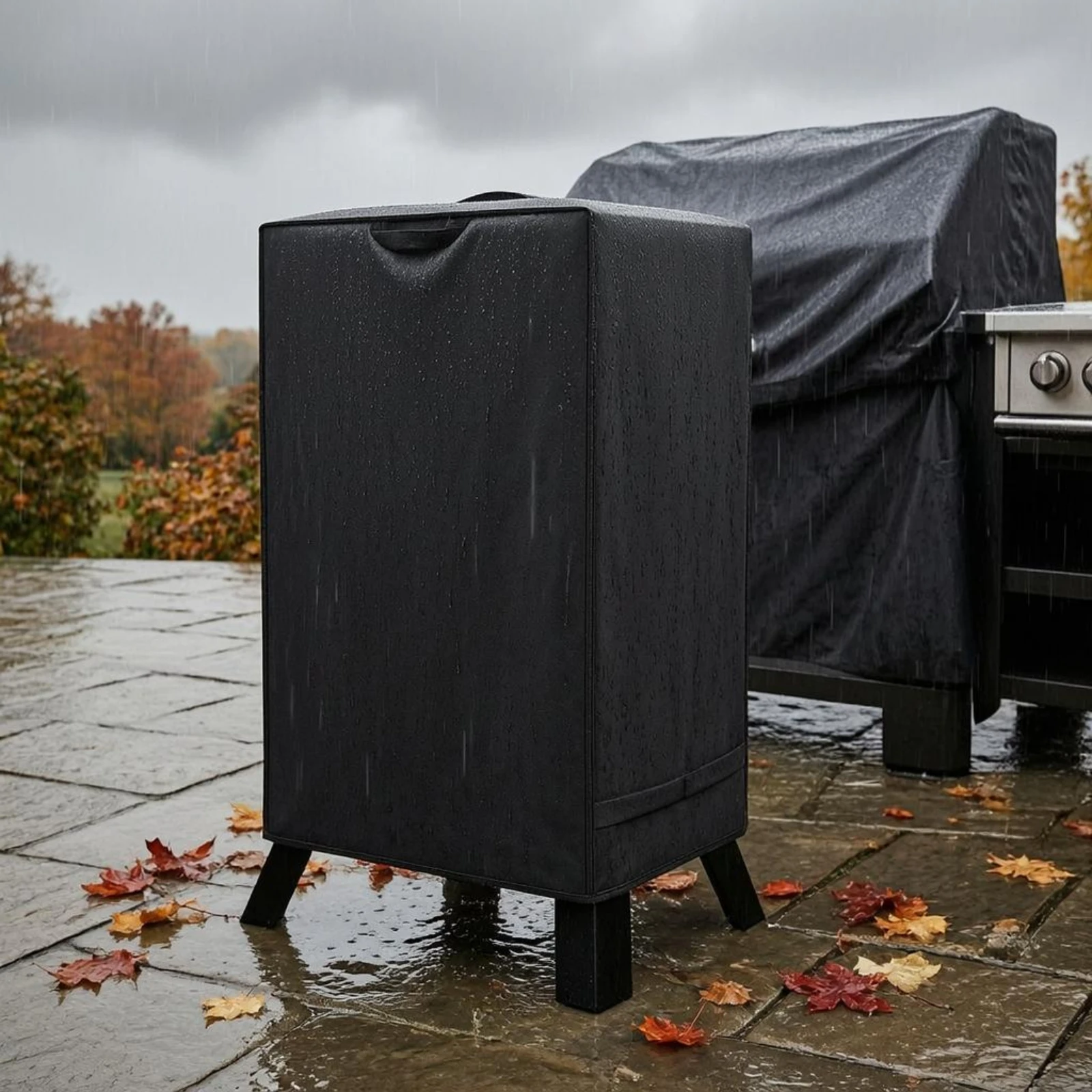 Smoker Cover Fitted Rectangular Smoker Cover Backyard Gear Top Handle Outdoor Protection Dustproof