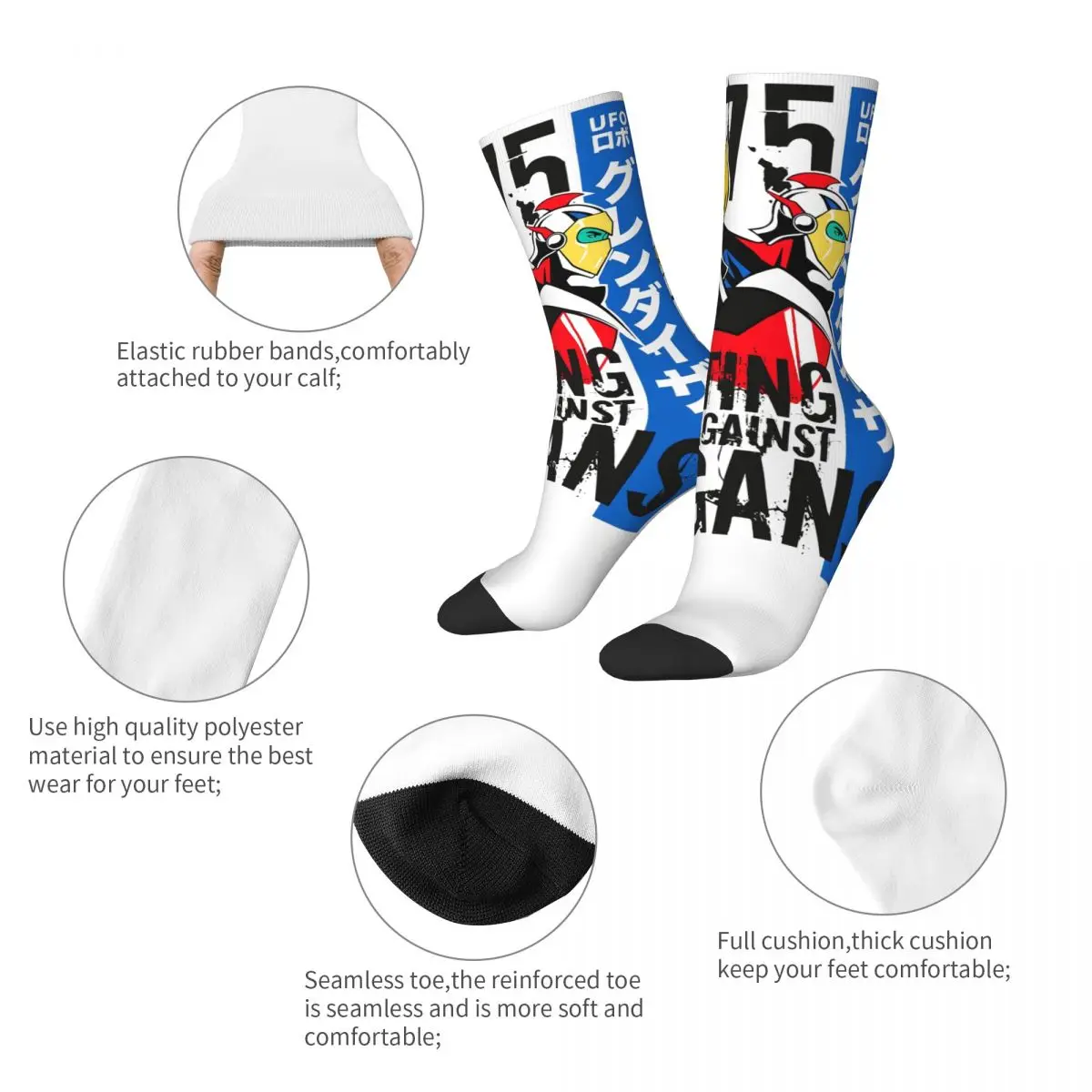 UFO Robot Grendizer Grendizer And Actarus Men Women Socks Outdoor Novelty Spring Summer Autumn Winter Stockings Gift