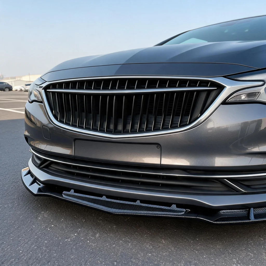 Front Bumper Lip Splitter For Excelle 2015-2020 Gloss Black Carbon Fiber Look Front Chin Spoiler Anti-collision Exterior Trim