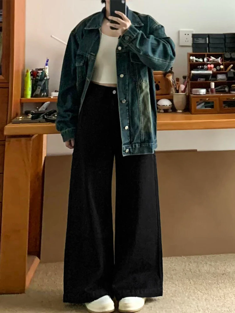 

Джинсы с высокой талией, свободного кроя, прямые, для женщин больших размеров, для фигуры типа «груша», утягивающие, широкие джинсовые брюки, повседневные, стильные