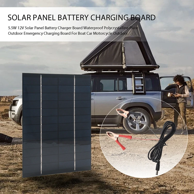 5.5W 12V Solar Panel Battery Charger Board Waterproof Polycrystalline Plate Outdoor Emergency Charging Board For Boat Car Motorc