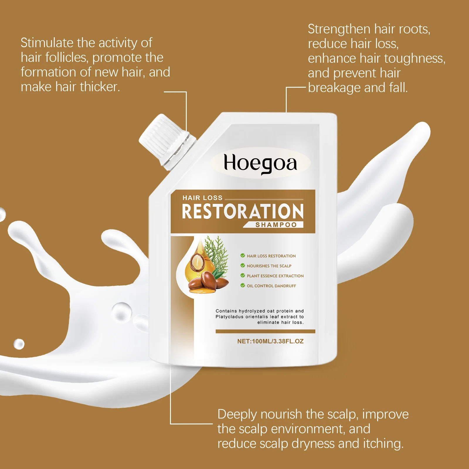 

Anti-Alopecia Shampoo Prevent Hair Loss Dandruff Smooth Nourish Scalp Thicken Deep Cleansing Fresh Hair Improve Dry Knot Shampoo