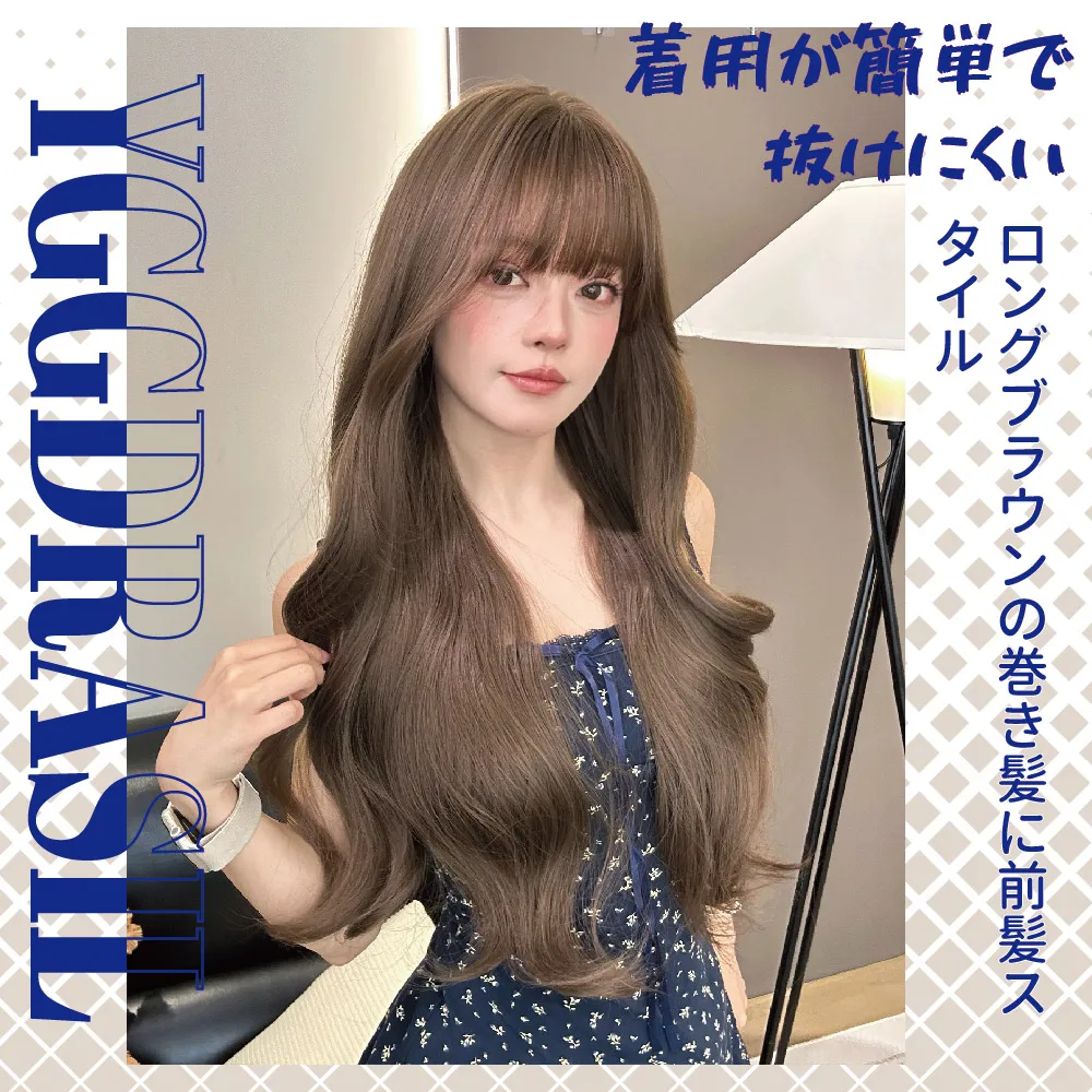 28 بوصة هازل رمادي براون الحلو نمط بيروكات صناعية مع الانفجارات طويلة شعر مستعار طبيعي متموج للنساء الاستخدام اليومي مقاومة للحرارة #4