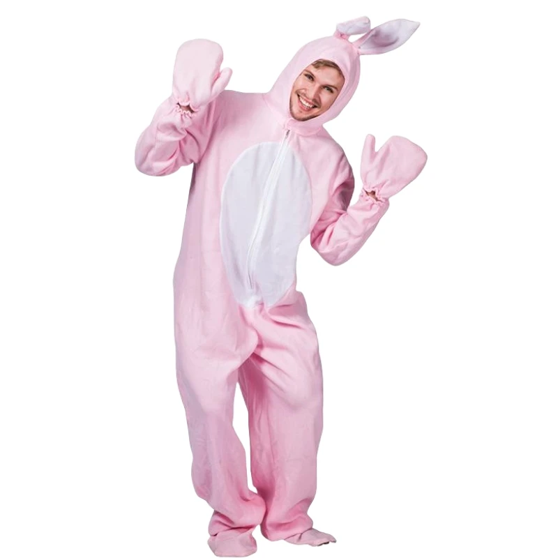 

Unisex Pink Rabbit Cosplay Costume for Adult Cute Animal Jumpsuit Easter Pajamas Carnival Party Clothes Stage Performance Outfit