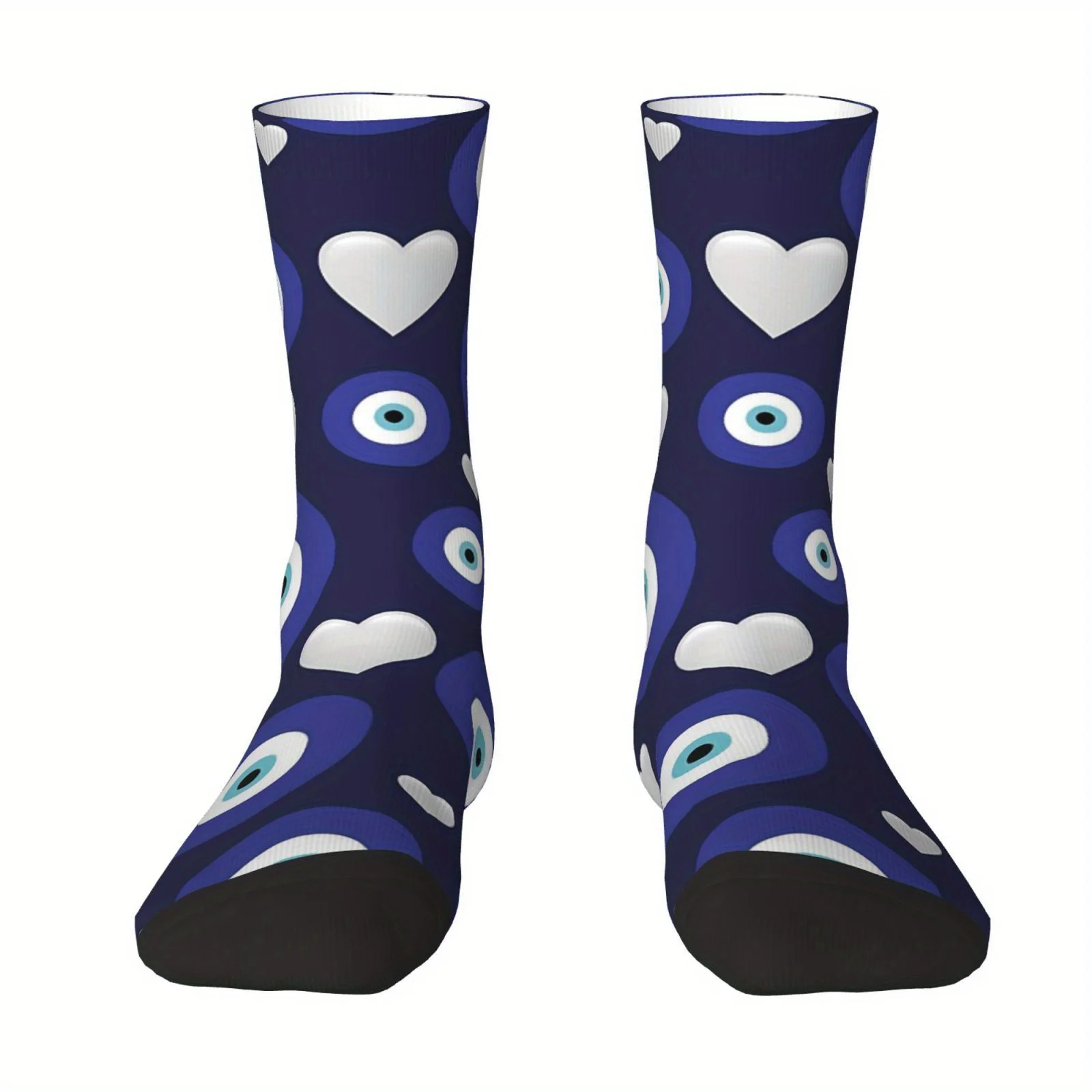 Unisex Halloween Evil Eye Print Mid-Calf Socks, Machine Washable, Comfortable & Breathable for Outdoor Enthusiasts