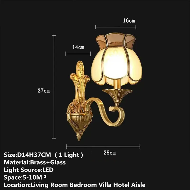 BRIGHT Contemporary Brass Wall Lamp American Retro LED Living Room Bedroom Study Room Hotel Villa Model Room Hall Way Aisle Ligh