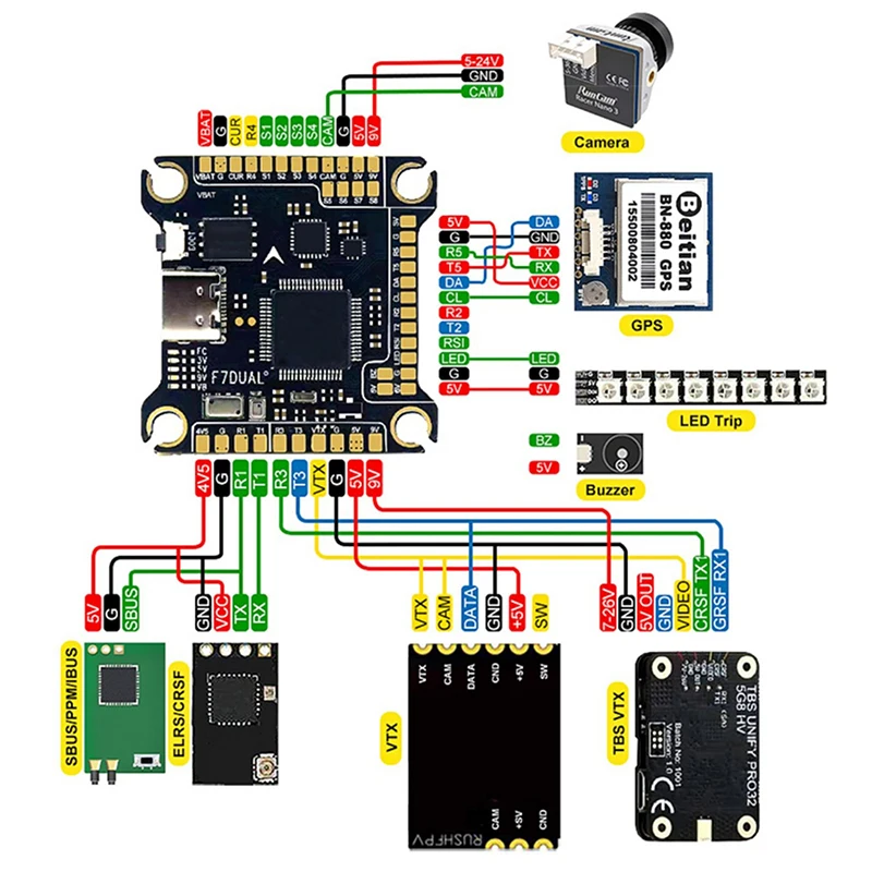 AOCODA-RC F7 F722 F7DUAL Flight Controller FC BMI270/MPU6000 3-6S BEC Betaflight/INAV Control For X8 HD FPV